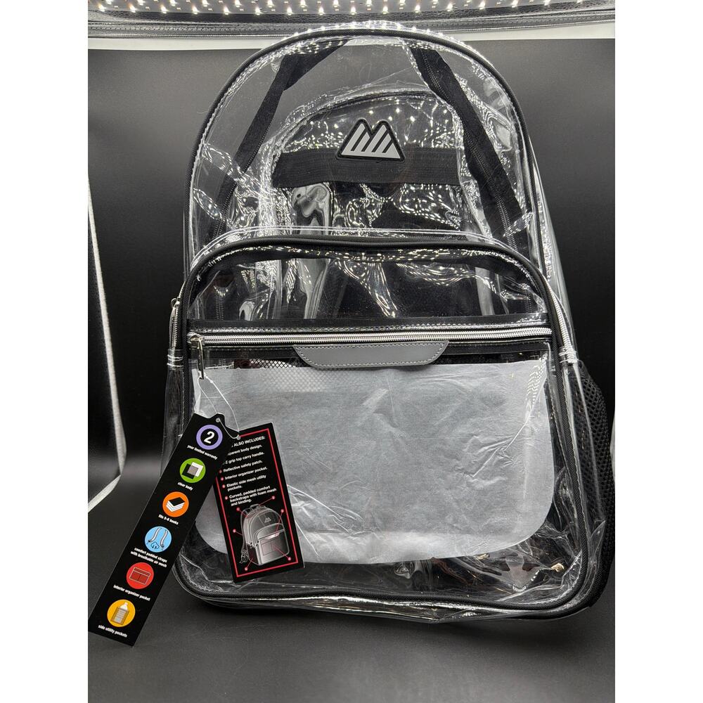 Clear Stadium Backpack Transparent Security Bag Festival Concert 18" Large NWT